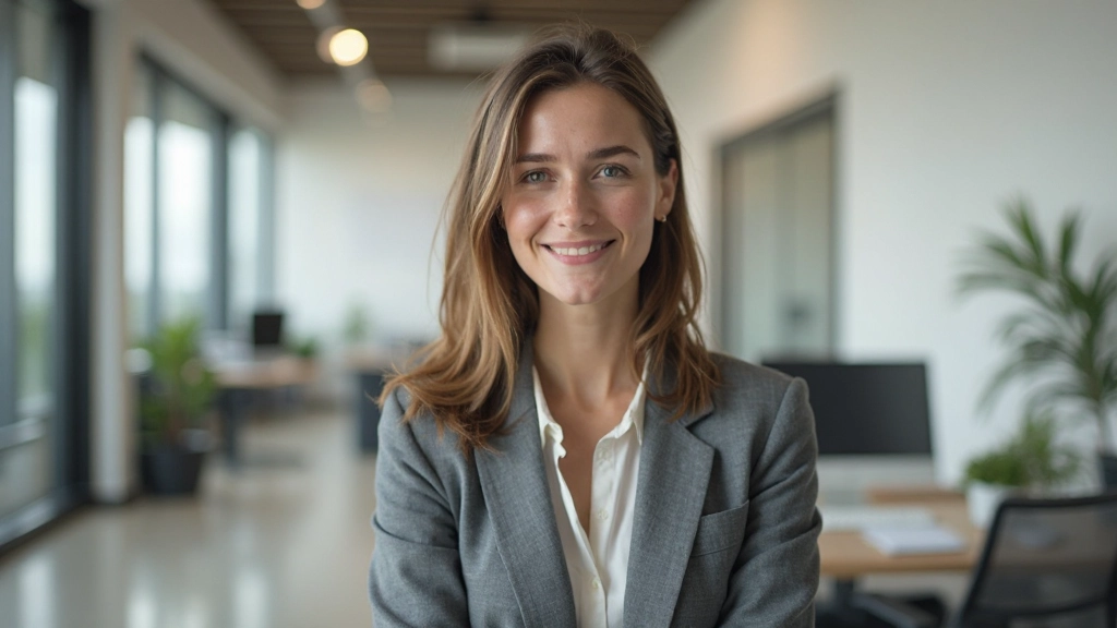 Persoon die zich zelfverzekerd en rustig voelt na het toepassen van zelfregulatie technieken in een professionele omgeving